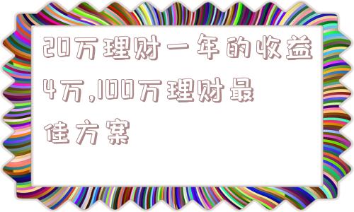 20万理财一年的收益4万,100万理财最佳方案